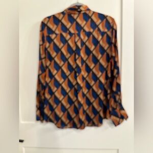 Banana Republic Women’s Blouse in Blue, Orange, Black and Tan